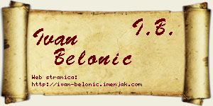 Ivan Belonić vizit kartica